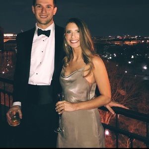 Cowl neck slip dress- champagne